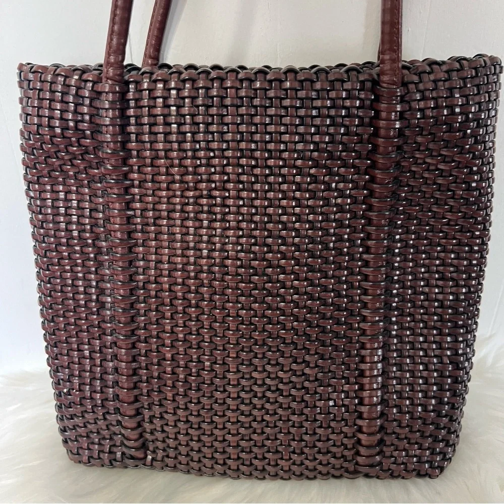 Vintage 90’s Nine West Brown Woven Weaved Leather Boho Retro HandBag Pocketbook - Picture 15 of 15
